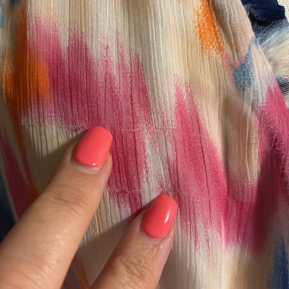 London Times Multicolor water colors tie dye Maxi Dress sleeveless faux wrap 12 - Picture 9 of 15